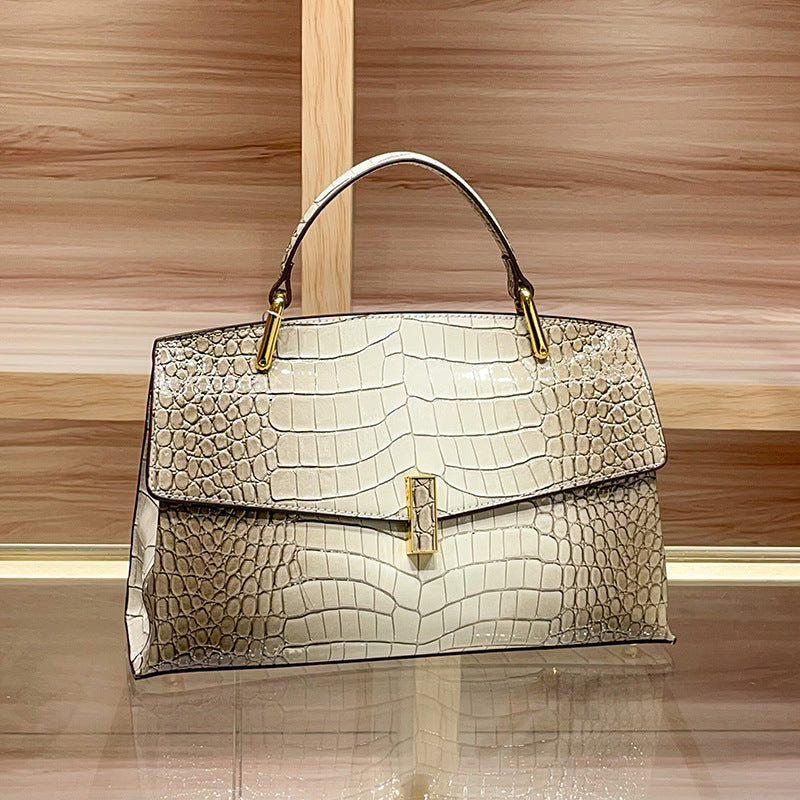 Crocodile-patterned genuine leather handbag - Amore Milano- Luxury Hand bags netherlands