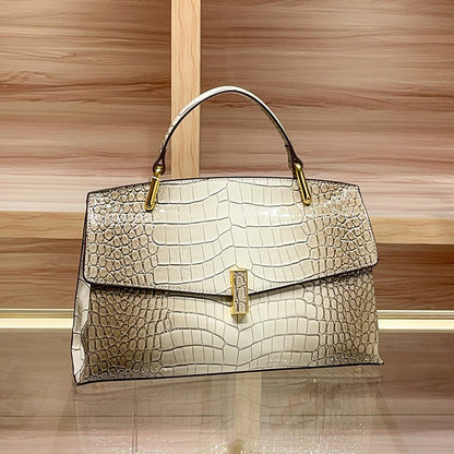 Crocodile-patterned genuine leather handbag - Amore Milano- Luxury Hand bags netherlands
