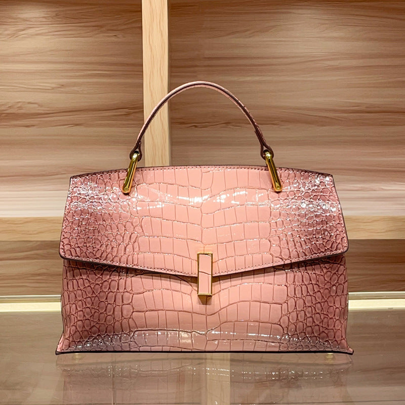 Crocodile-patterned genuine leather handbag - Amore Milano- Luxury Hand bags netherlands