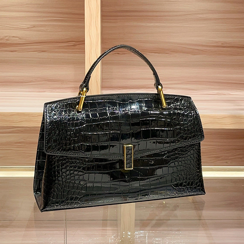 Crocodile-patterned genuine leather handbag - Amore Milano- Luxury Hand bags netherlands