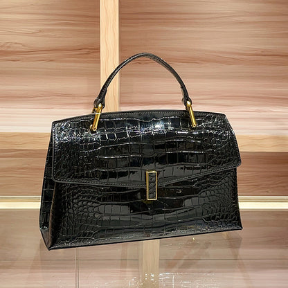 Crocodile-patterned genuine leather handbag - Amore Milano- Luxury Hand bags netherlands