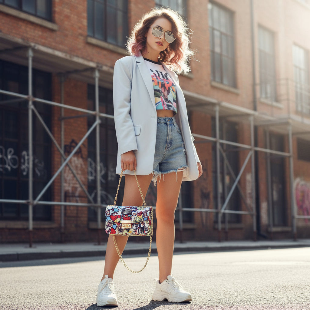 New Fashion 2025 Koreaanse Stijl Graffiti Crossbody Tas - Amore Milano- Luxury Hand bags netherlands