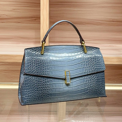 Crocodile-patterned genuine leather handbag - Amore Milano- Luxury Hand bags netherlands