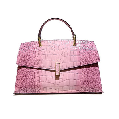 Crocodile-patterned genuine leather handbag - Amore Milano- Luxury Hand bags netherlands