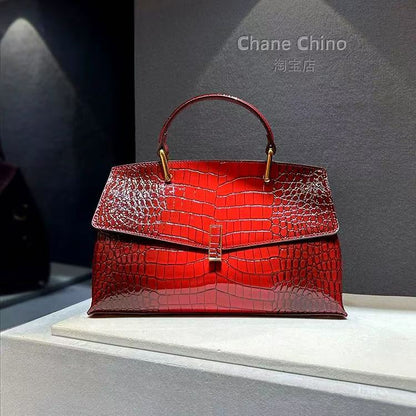 Crocodile-patterned genuine leather handbag - Amore Milano- Luxury Hand bags netherlands